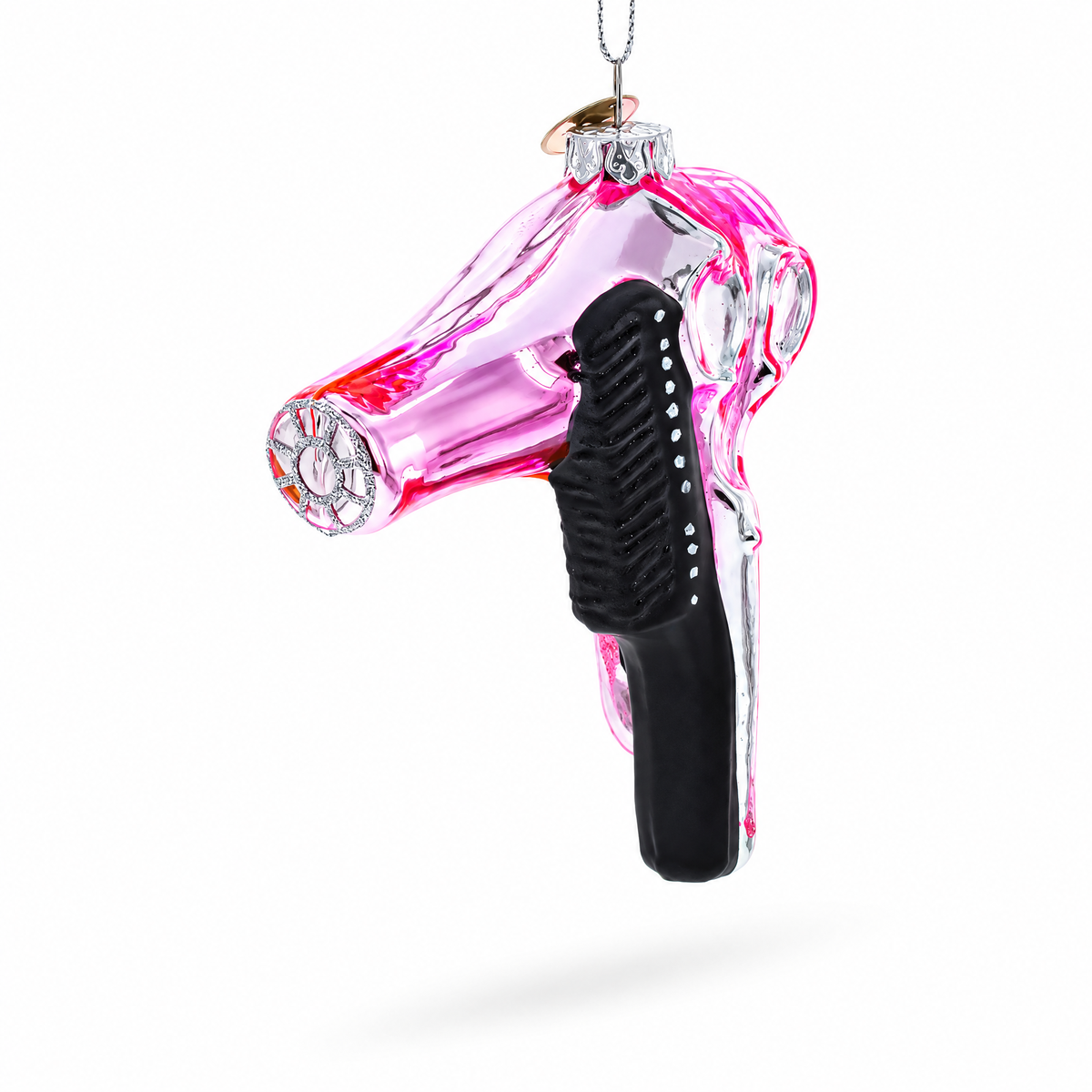 Pink Hairdryer with Scissors and Comb Glass Christmas Ornament