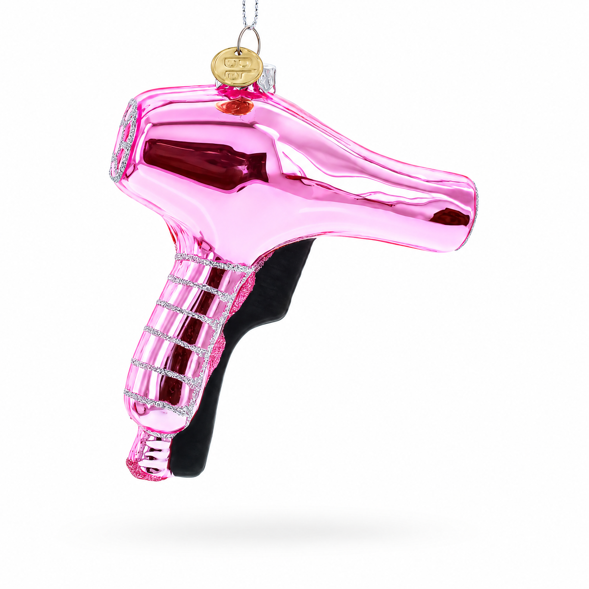 Pink Hairdryer with Scissors and Comb Glass Christmas Ornament