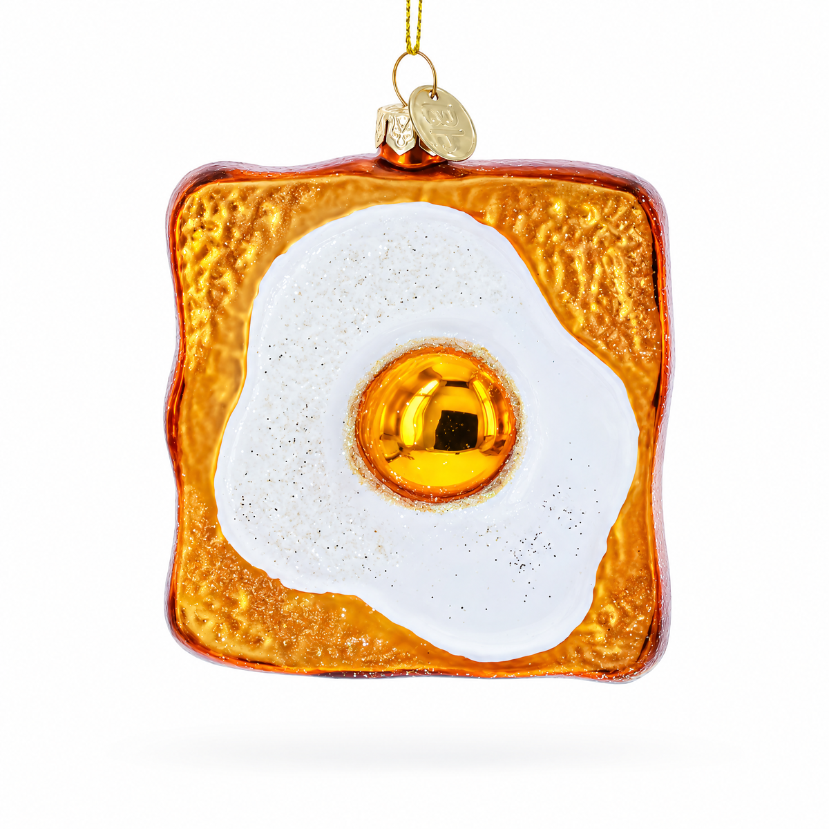 Egg on Toast Glass Christmas Ornament