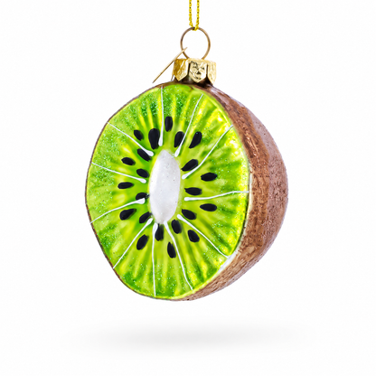 Kiwi Slice Glass Christmas Ornament