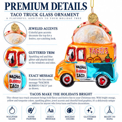 Taco Truck Glass Christmas Ornament