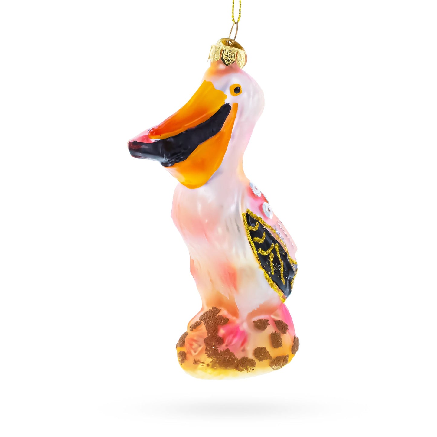 Standing Pelican Glass Christmas Ornament