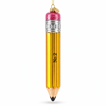 Pencil Glass Christmas Ornament