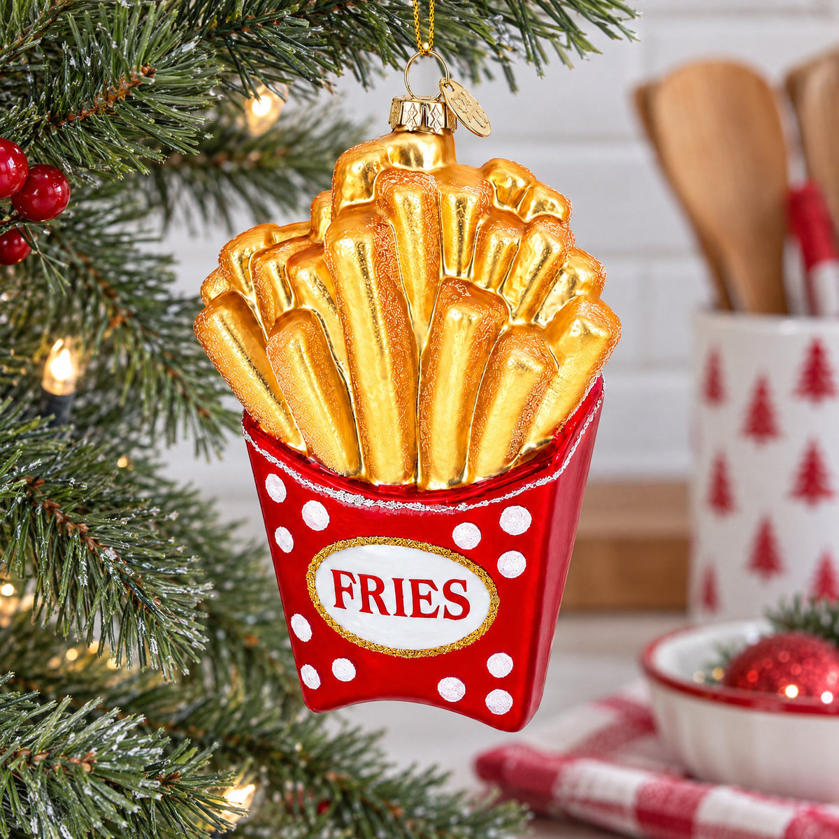 French Fries Glass Christmas Ornament