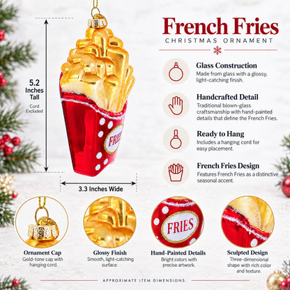 French Fries Glass Christmas Ornament