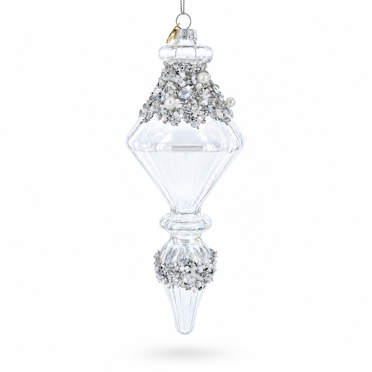 Iridescent Icicle Drop Finial Glass Christmas Ornament