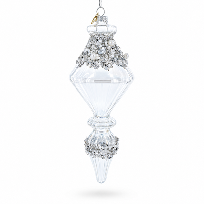 Iridescent Icicle Drop Finial Glass Christmas Ornament