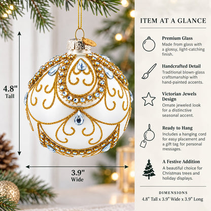 Victorian Jewels Glass Ball Christmas Ornament