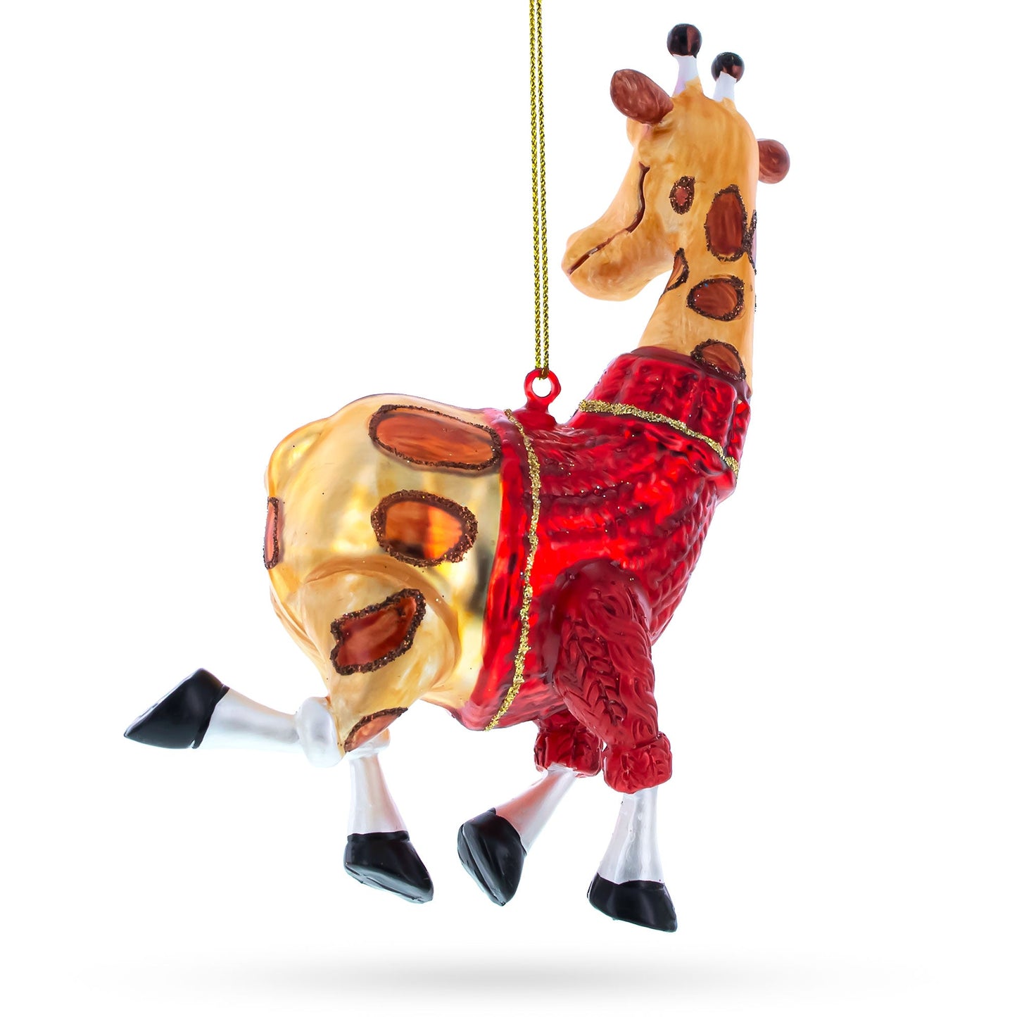 Stylish Giraffe Glass Christmas Ornament