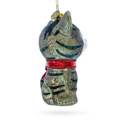 Blue-Eyed Cat Glass Christmas Ornament