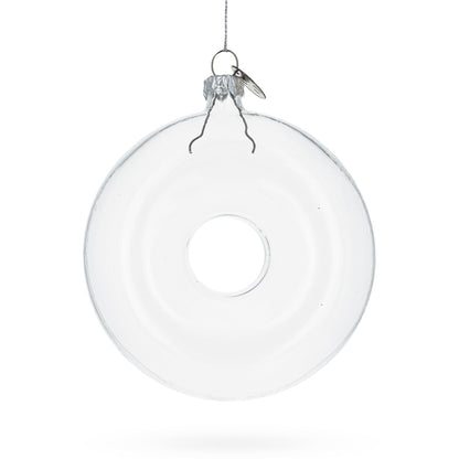 Doughnut Clear Glass Christmas Ornament