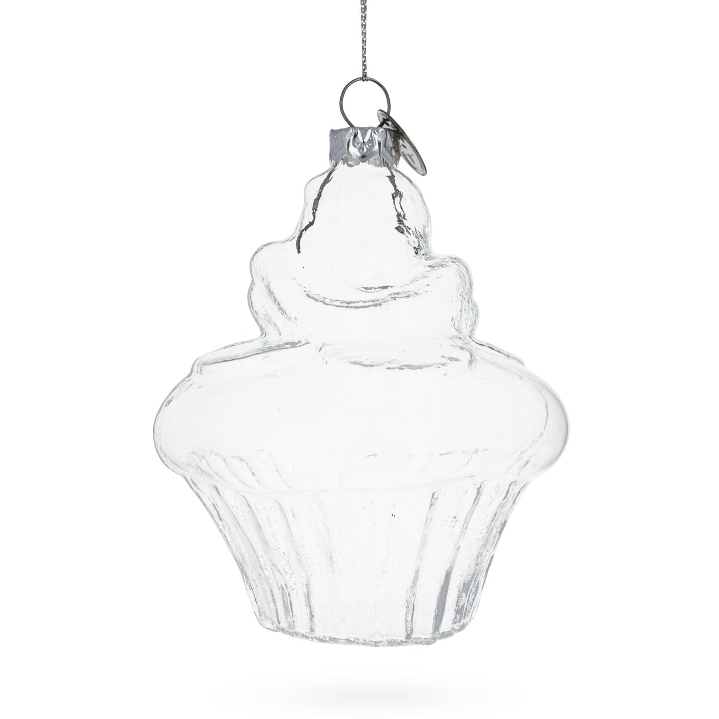 Cupcake Clear Glass Christmas Ornament
