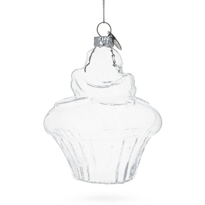 Cupcake Clear Glass Christmas Ornament