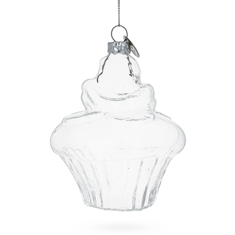 Cupcake Clear Glass Christmas Ornament