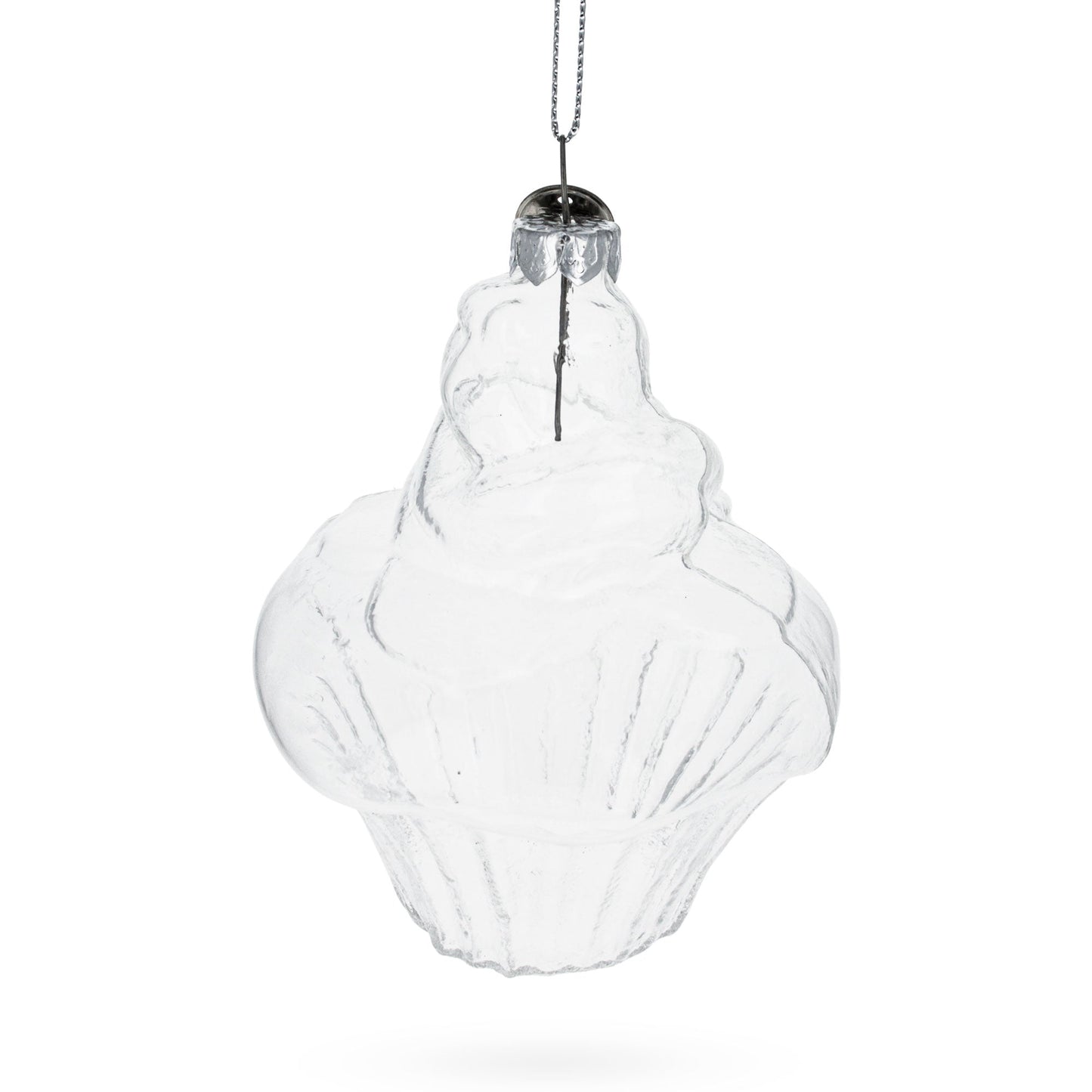 Cupcake Clear Glass Christmas Ornament