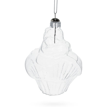 Cupcake Clear Glass Christmas Ornament