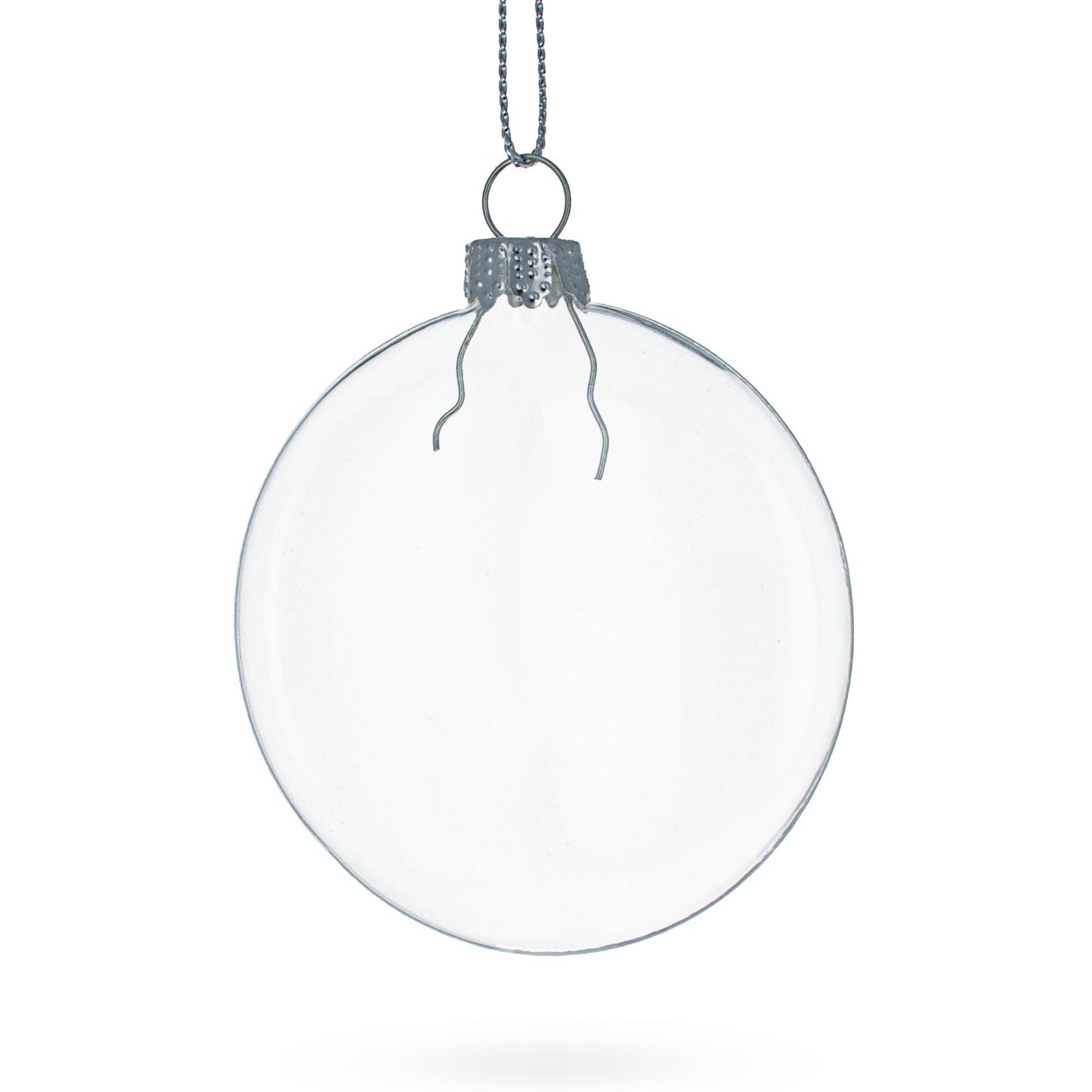 Set of 3 Flat Disc Clear Mini Glass Christmas Ornaments 2.85 Inches