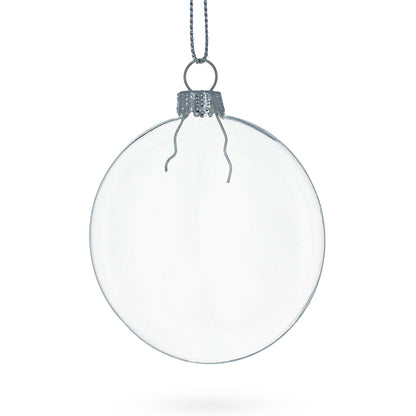 Set of 3 Flat Disc Clear Mini Glass Christmas Ornaments 2.85 Inches