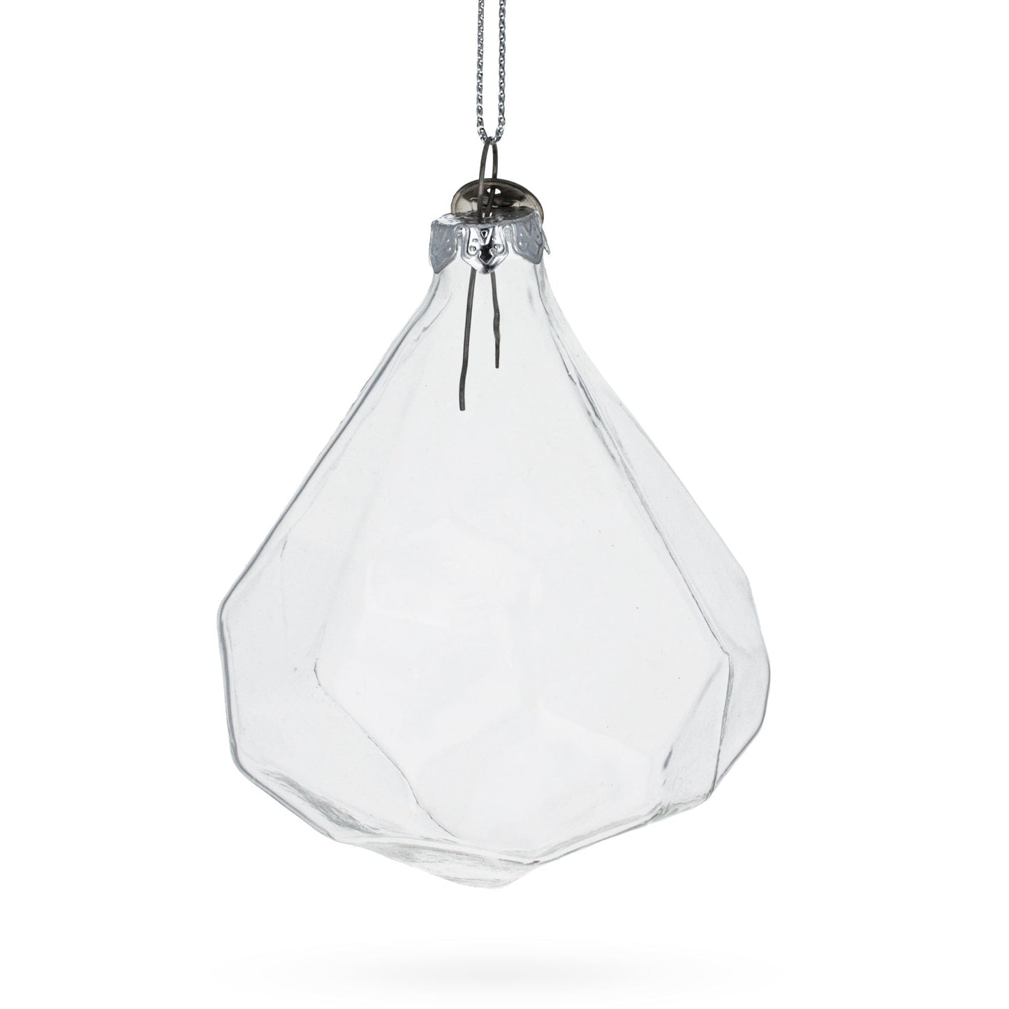 Diamond Shape Clear Glass Christmas Ornament 3.6 Inches