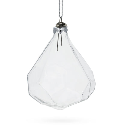 Diamond Shape Clear Glass Christmas Ornament 3.6 Inches