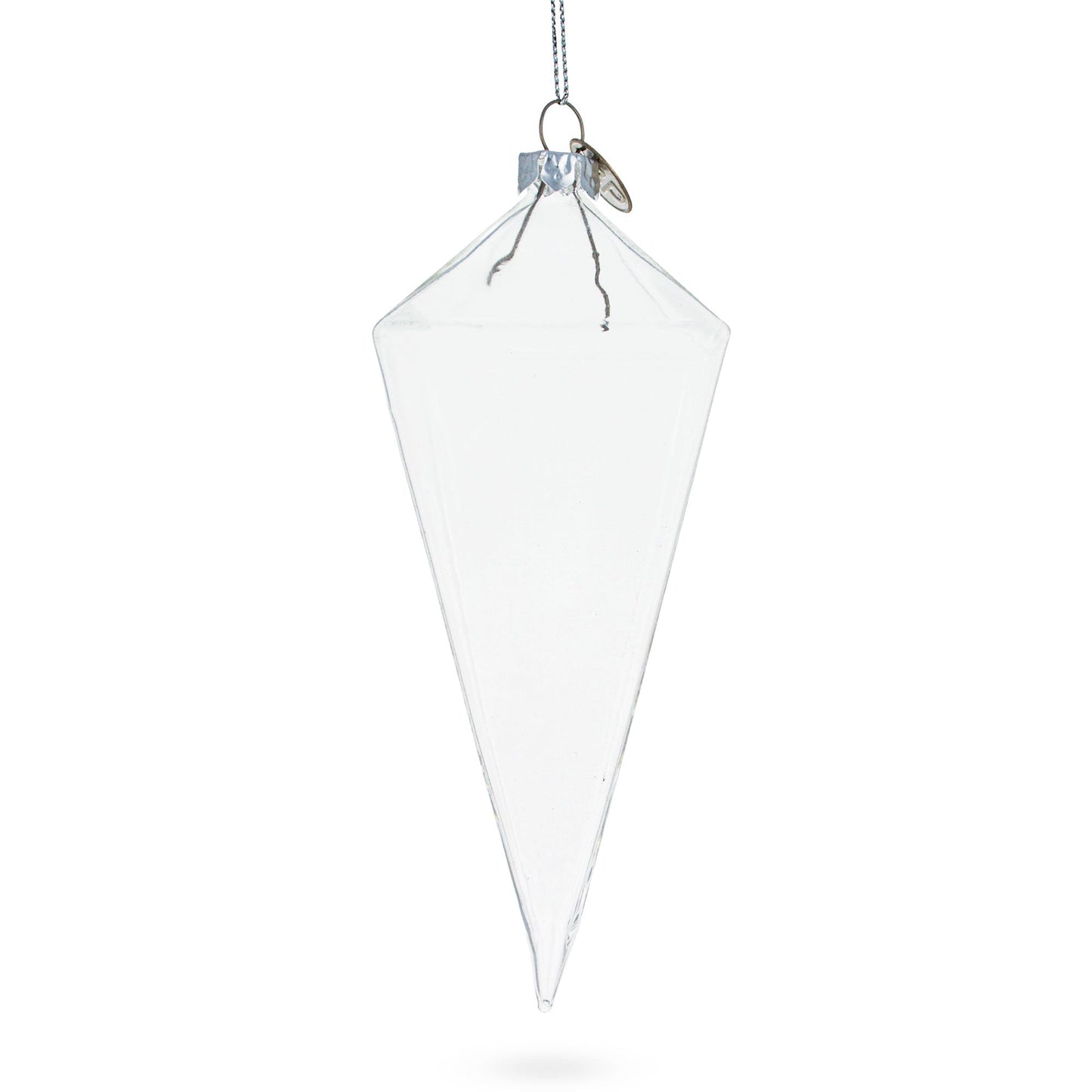 Diamond Clear Glass Christmas Ornament 3.6 Inches