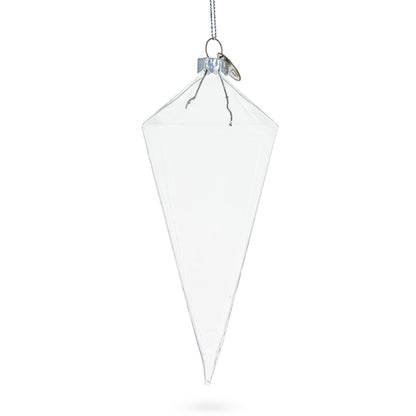 Diamond Clear Glass Christmas Ornament 3.6 Inches