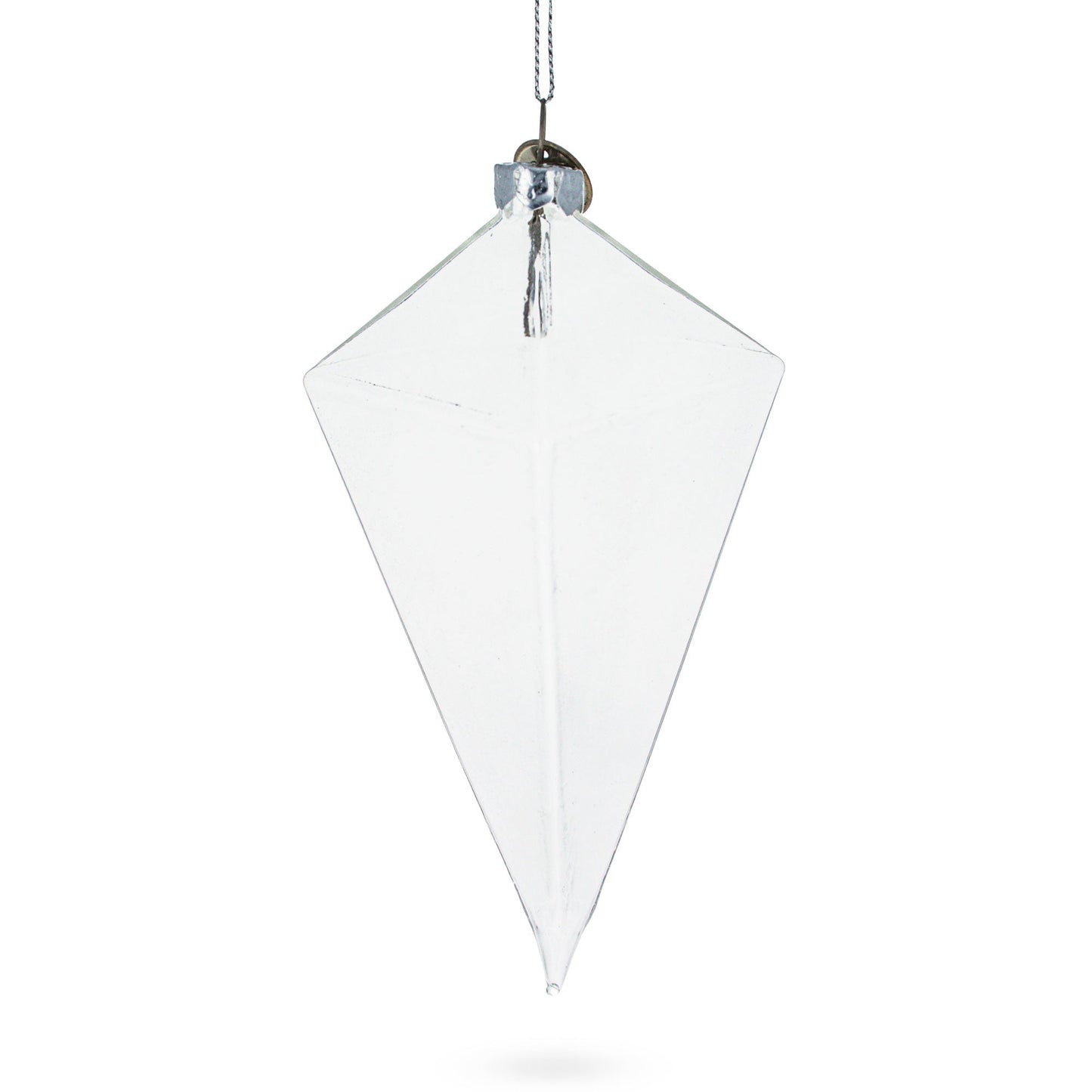 Diamond Clear Glass Christmas Ornament 3.6 Inches