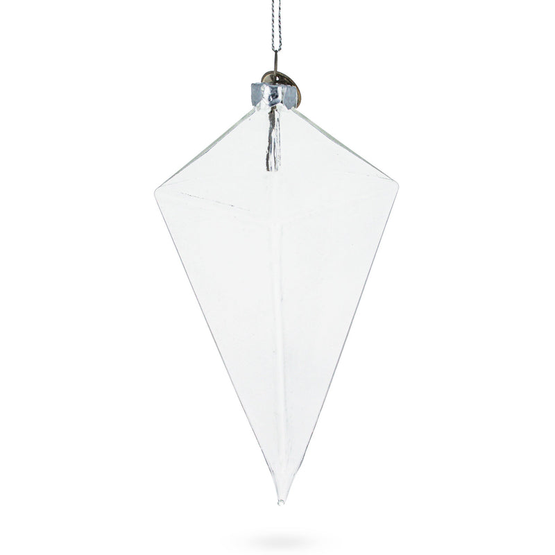 Diamond Clear Glass Christmas Ornament 3.6 Inches