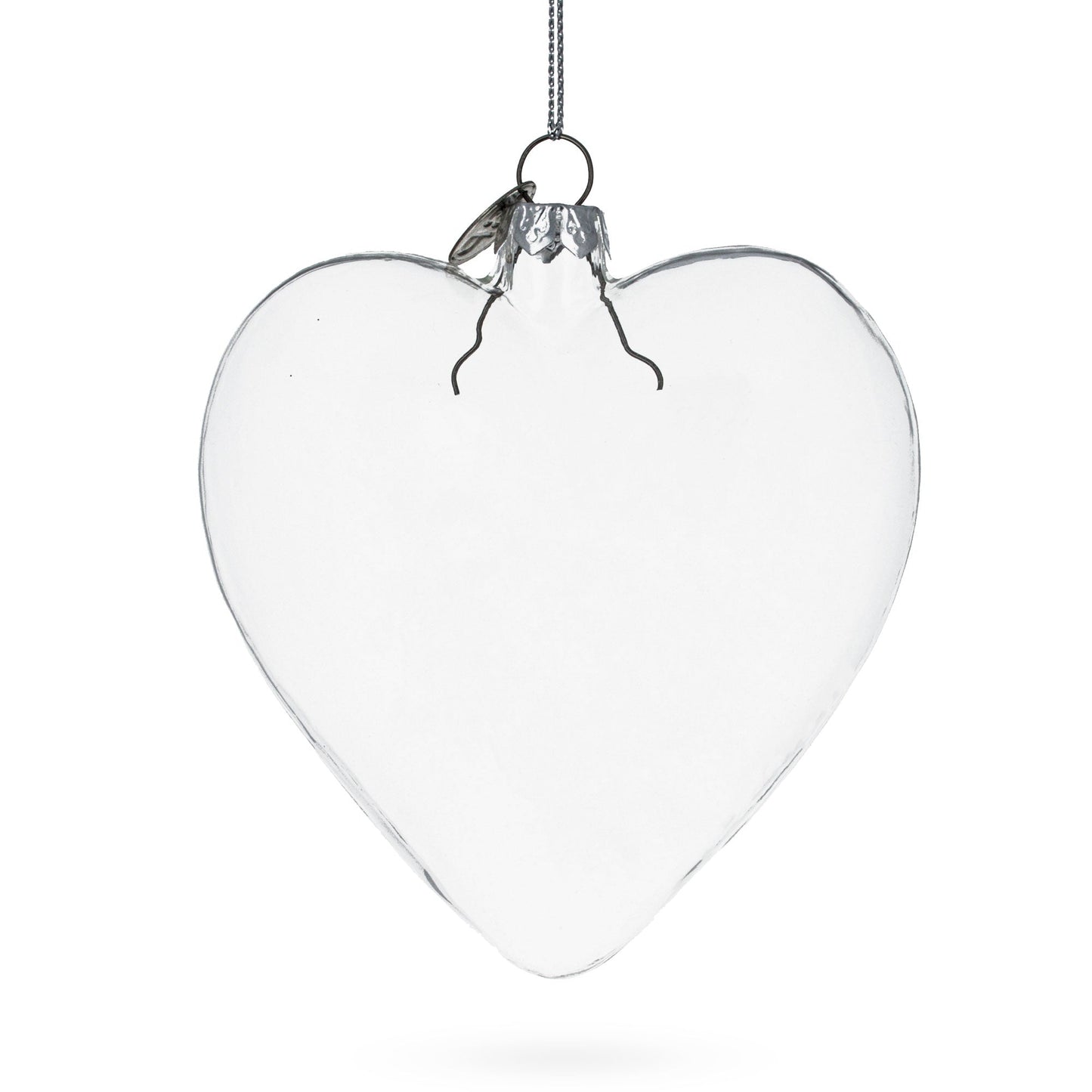 Heart Shape Clear Glass Christmas Ornament 4.1 Inches
