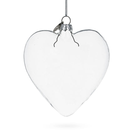 Heart Shape Clear Glass Christmas Ornament 4.1 Inches