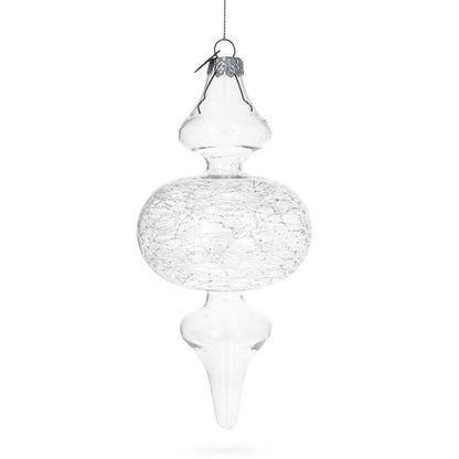 Triple Oval Finial Clear Glass Christmas Ornament 6.6 Inches