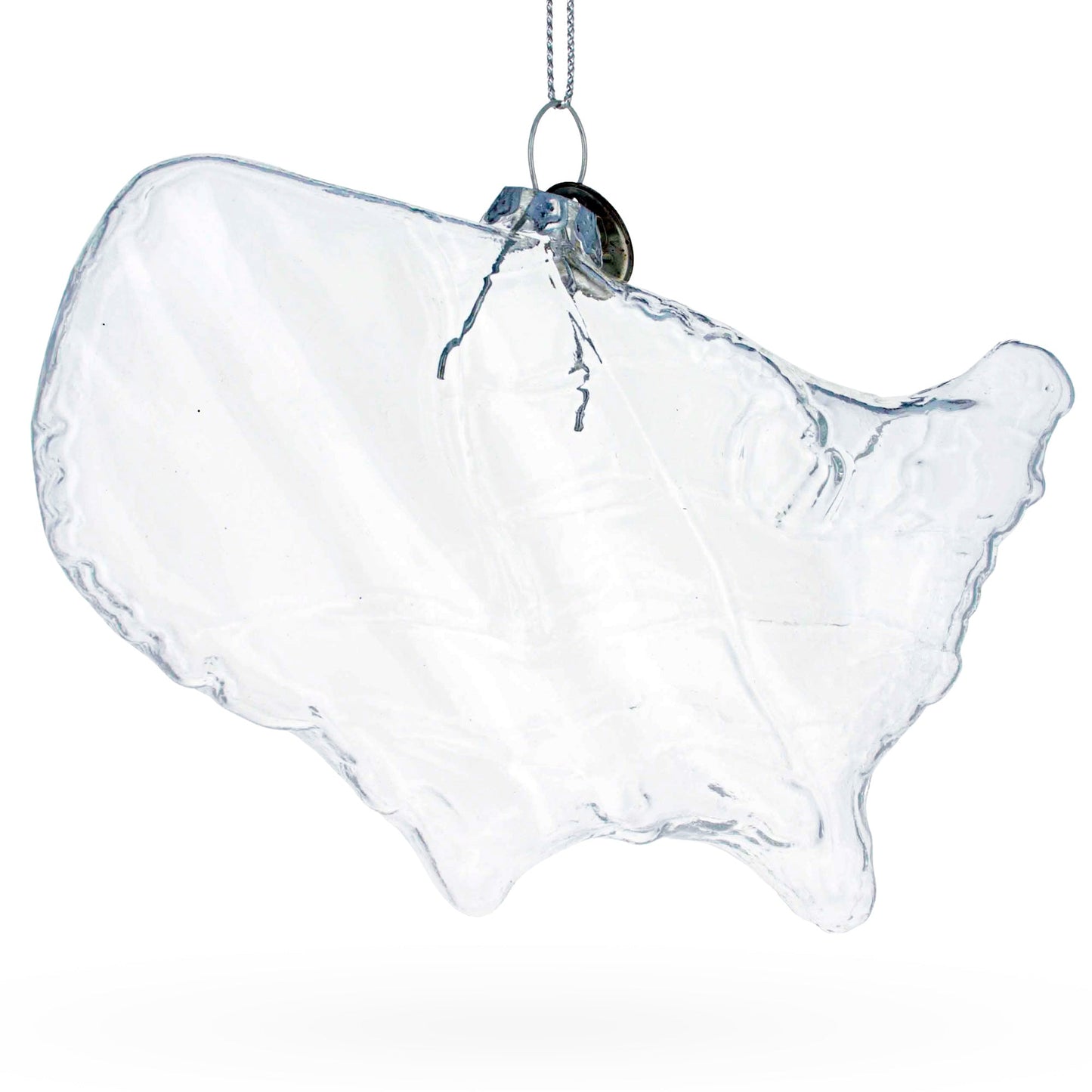 USA Map Clear Glass Christmas Ornament