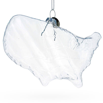 USA Map Clear Glass Christmas Ornament