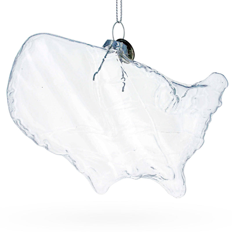 USA Map Clear Glass Christmas Ornament