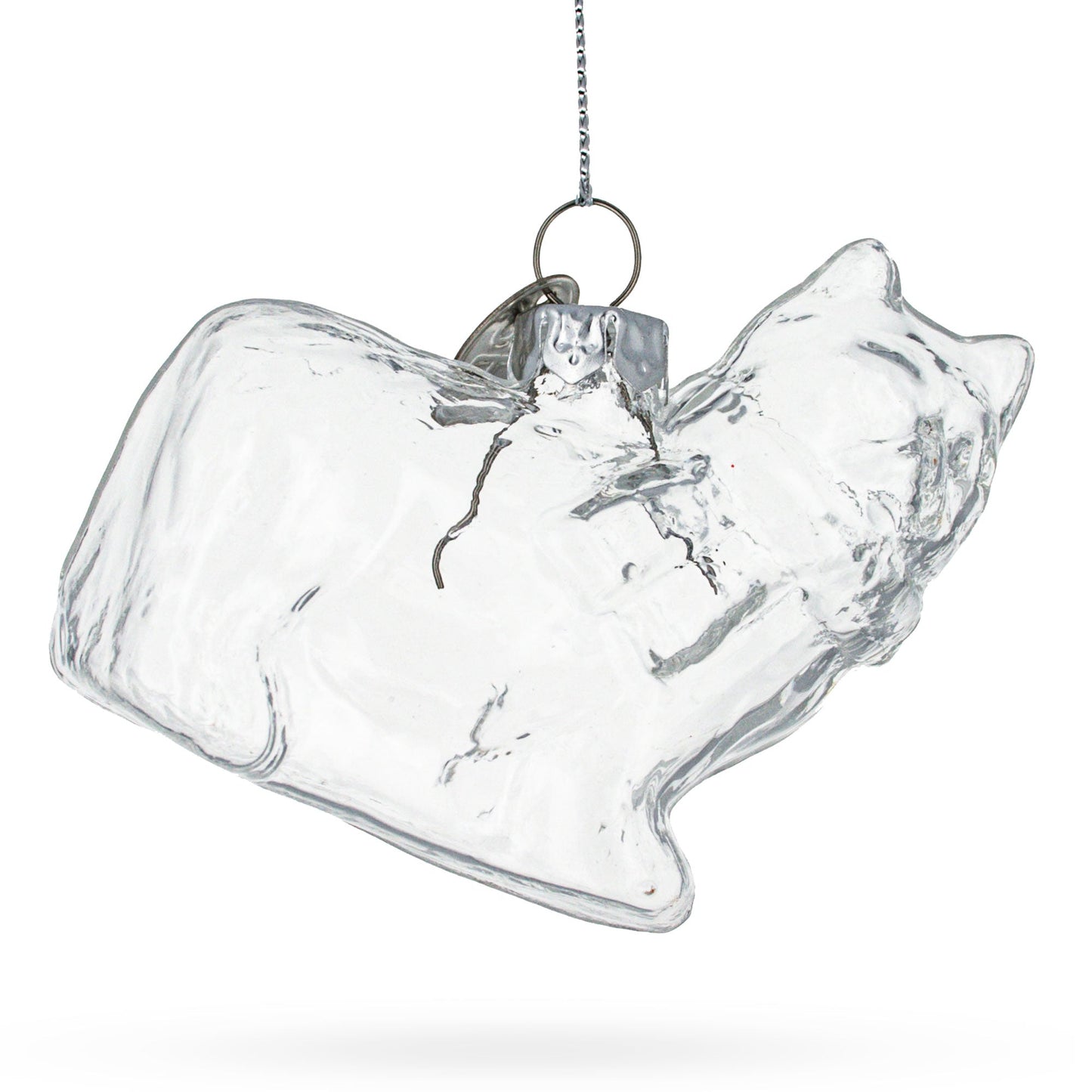 Cat in Scarf Clear Glass Christmas Ornament