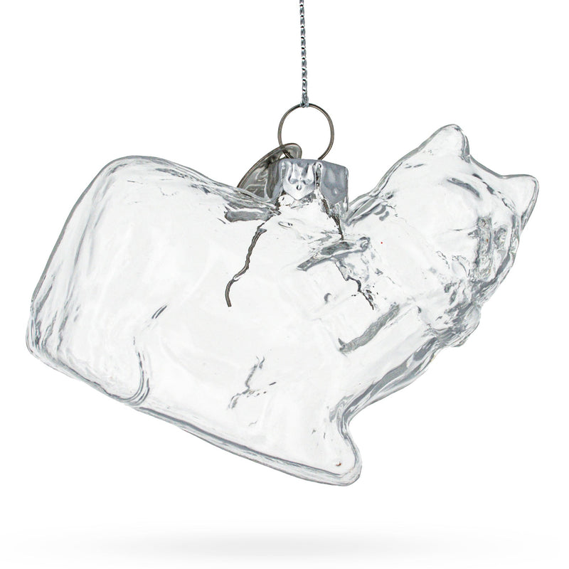 Cat in Scarf Clear Glass Christmas Ornament