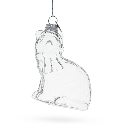 Cat Clear Glass Christmas Ornament