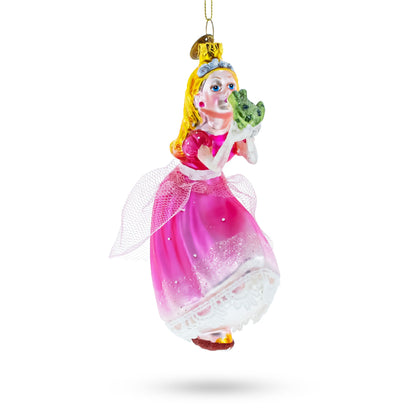 Princess Kissing Frog Prince Glass Christmas Ornament