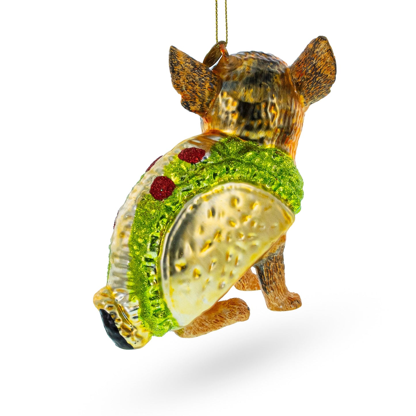 Chihuahua Taco Dog Glass Christmas Ornament