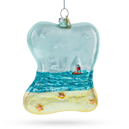 Tropical Paradise Sunny Beach Escape Glass Christmas Ornament