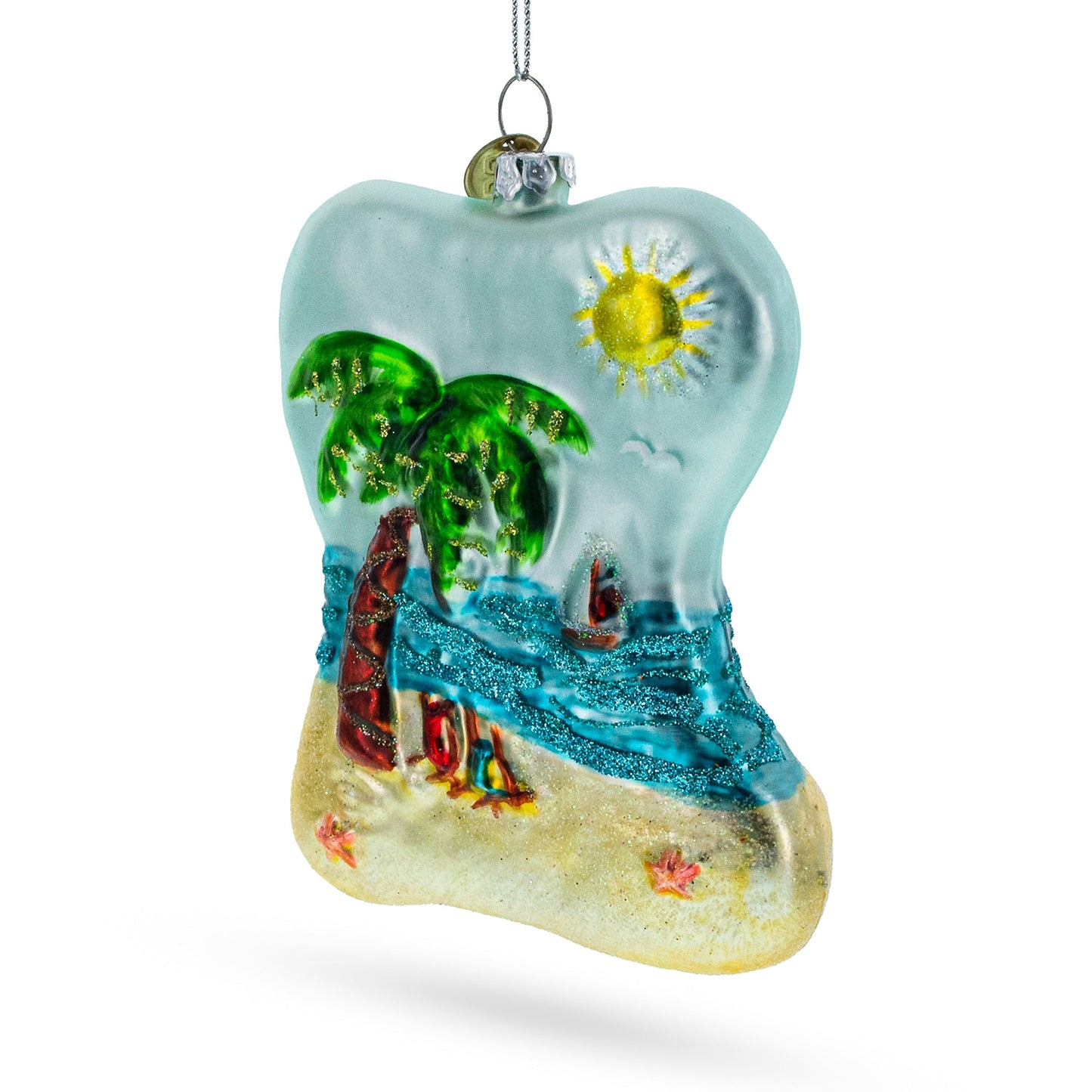 Tropical Paradise Sunny Beach Escape Glass Christmas Ornament