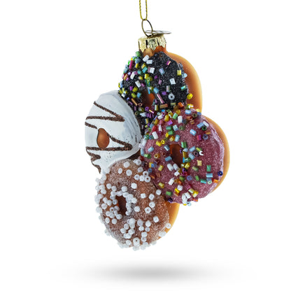 Festively Decorated Donuts Glass Christmas Ornament