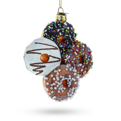 Festively Decorated Donuts Glass Christmas Ornament