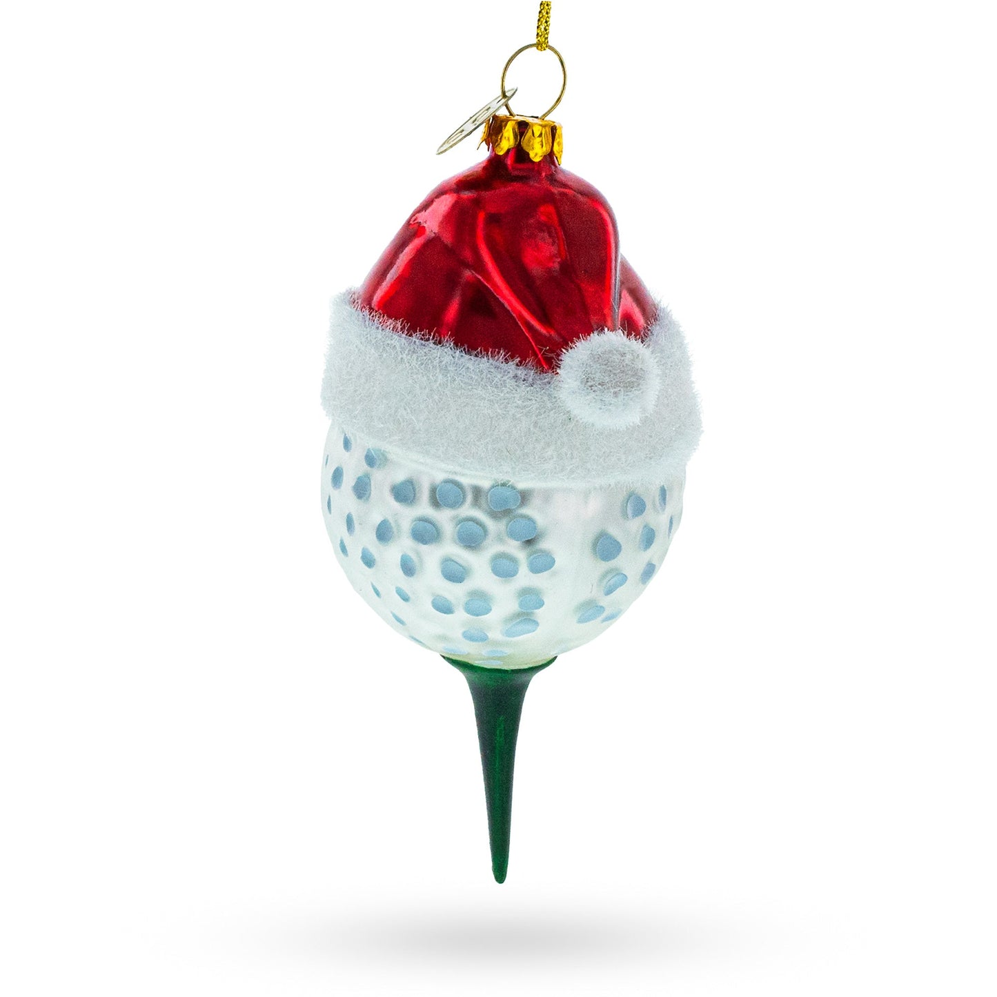 Golf Ball with Holiday Cheer Glass Christmas Ornament