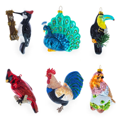 Rooster wearing Shoes Glass Christmas Ornament