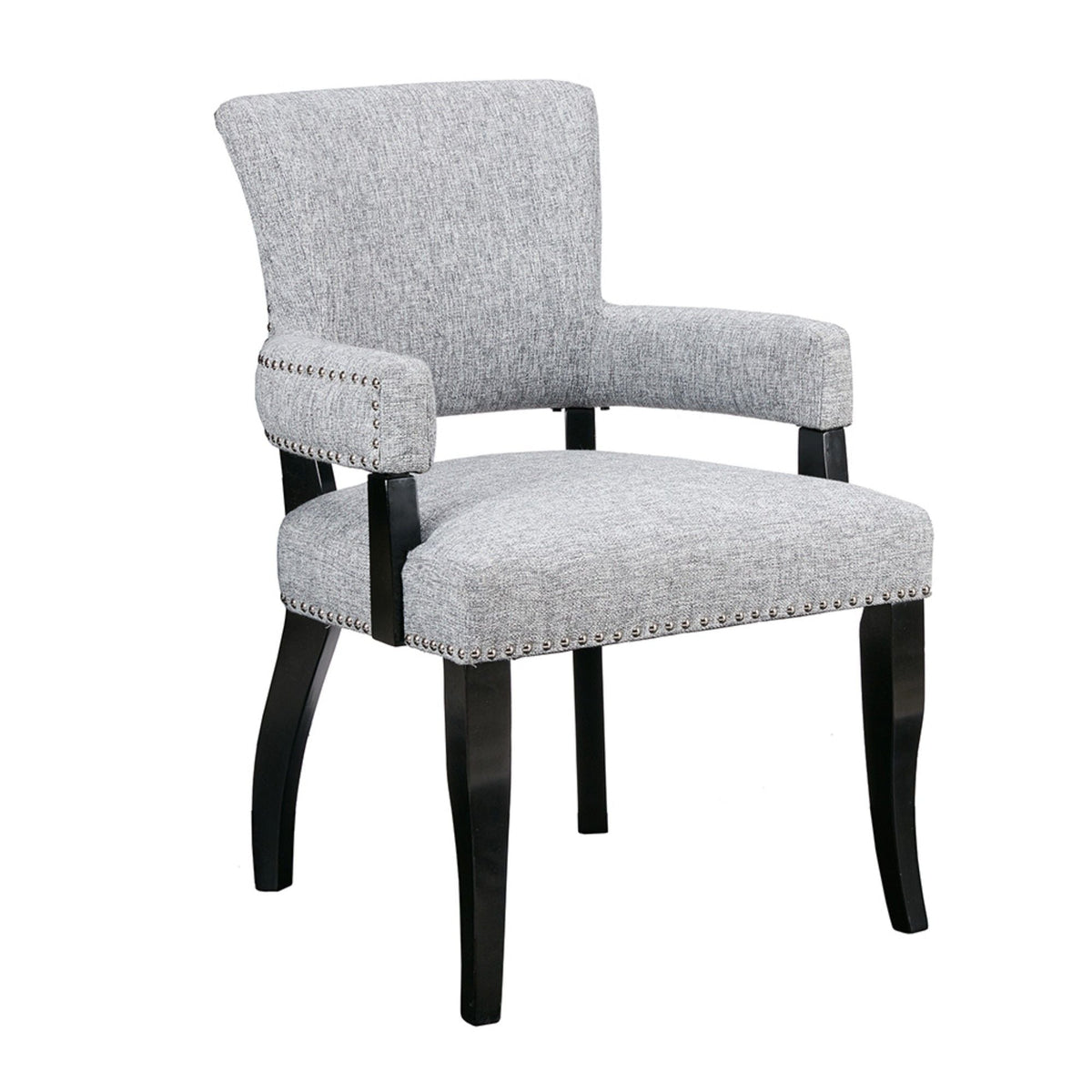 Elegant Arm Dining Chair With Brass Nail Head Detailing