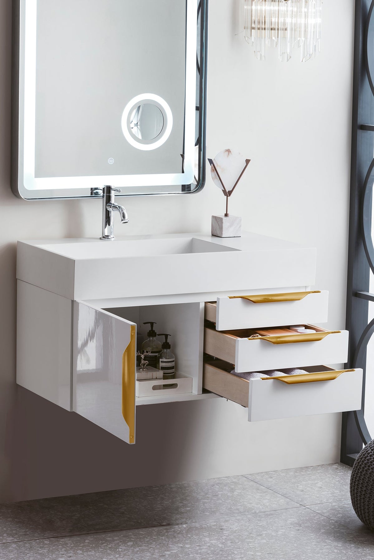 James Martin Columbia 36" Floating Single Bathroom Vanity, Glossy White