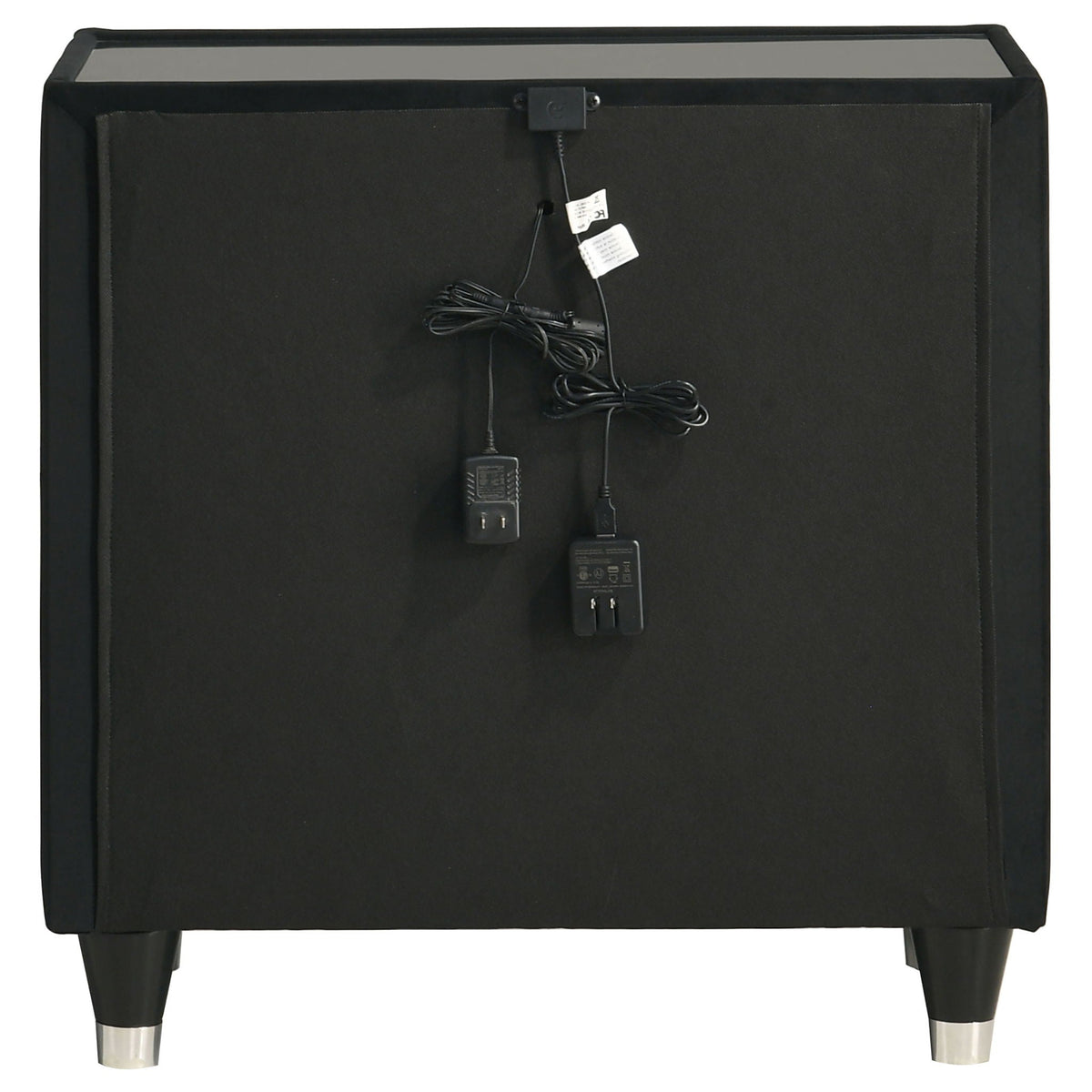 Ravenne 2-drawer Velvet Upholstered LED Nightstand with USB Black