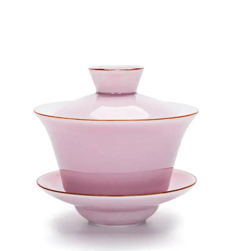 Celadon light blue tea set with gold rim dining room tea tureen