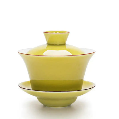 Celadon light blue tea set with gold rim dining room tea tureen